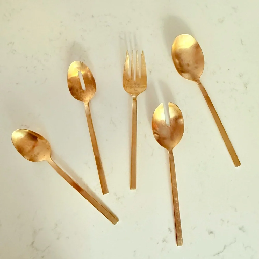 ‼️LAST CHANCE‼️ West Elm Gold Flatware Serving Set, TWO Sets, 5 PIECES